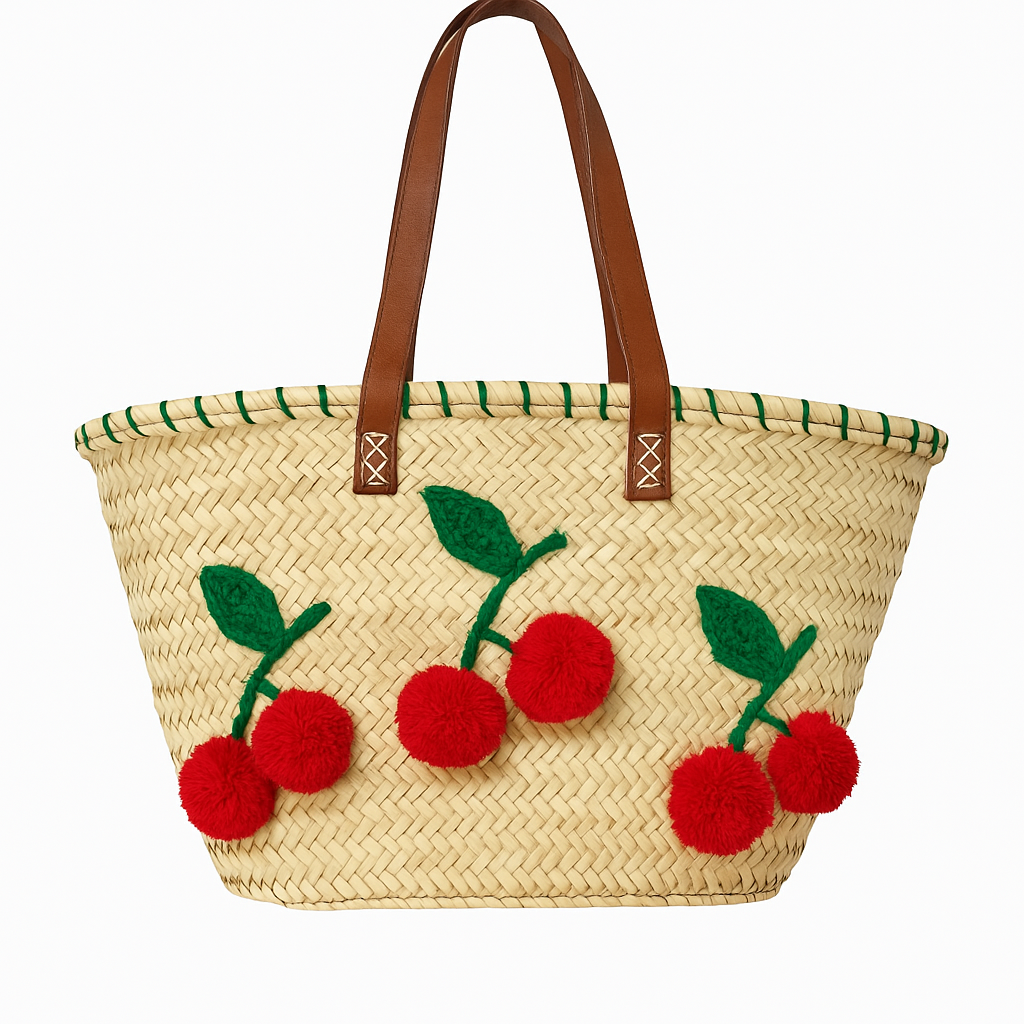 ACCESORIOS MUJER LLORET DE MAR BOLSO CALMALLORET CALMA FLORES CAPAZO ESTRELLA DE MAR MARGARITAS MINI TOTE BAG CEREZAS