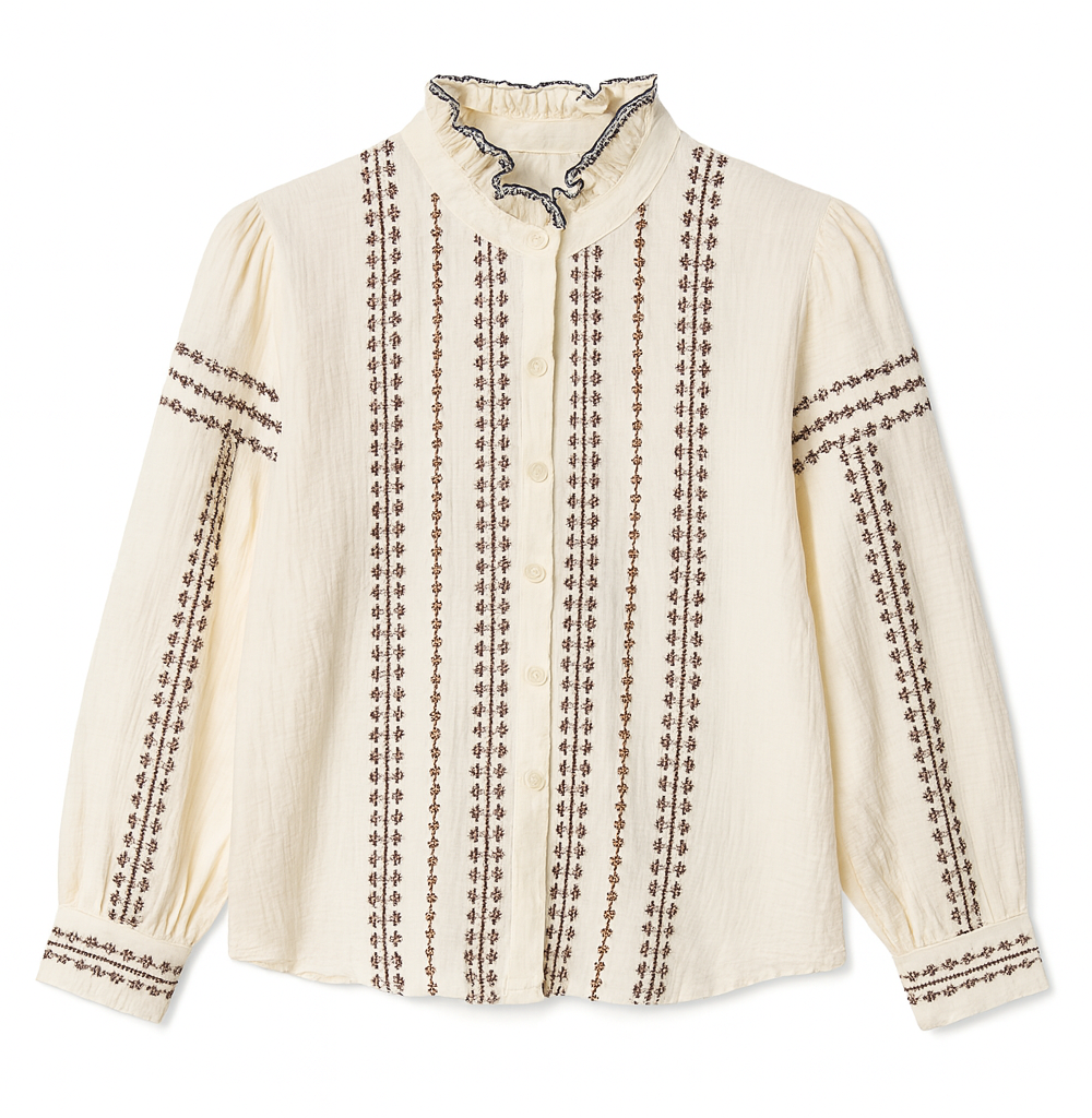 COMPRAR CAMISA BORDADA CREMA ROMANTICA