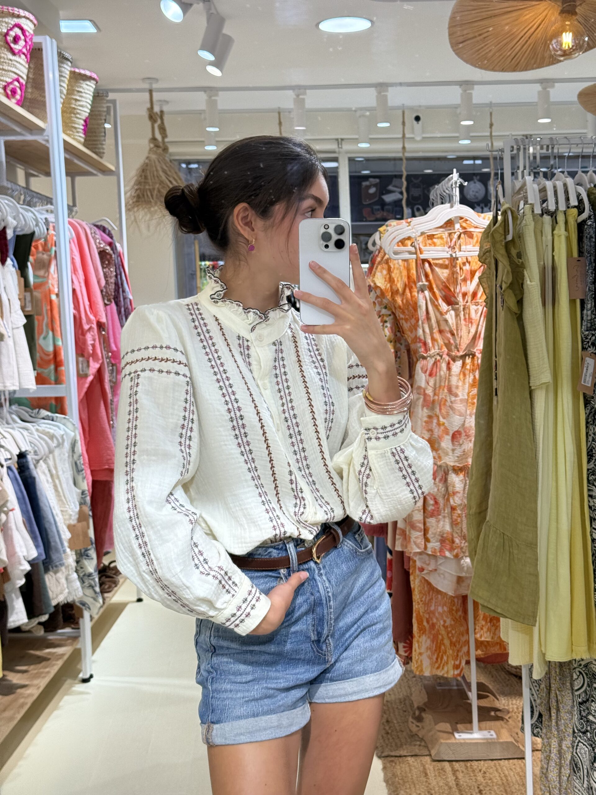 COMPRAR CAMISA BORDADA CREMA ROMANTICA