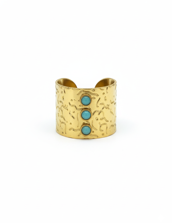 COMPRAR ANILLO ACERO INOXIDABLE MUJER PIEDRAS TURQUESA