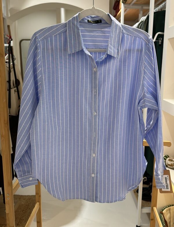 COMPRAR Camisa rayas azul mujer, blusa algodón rayas verticales, camisa clásica azul y blanca, moda mujer 2026, básico fondo de armario