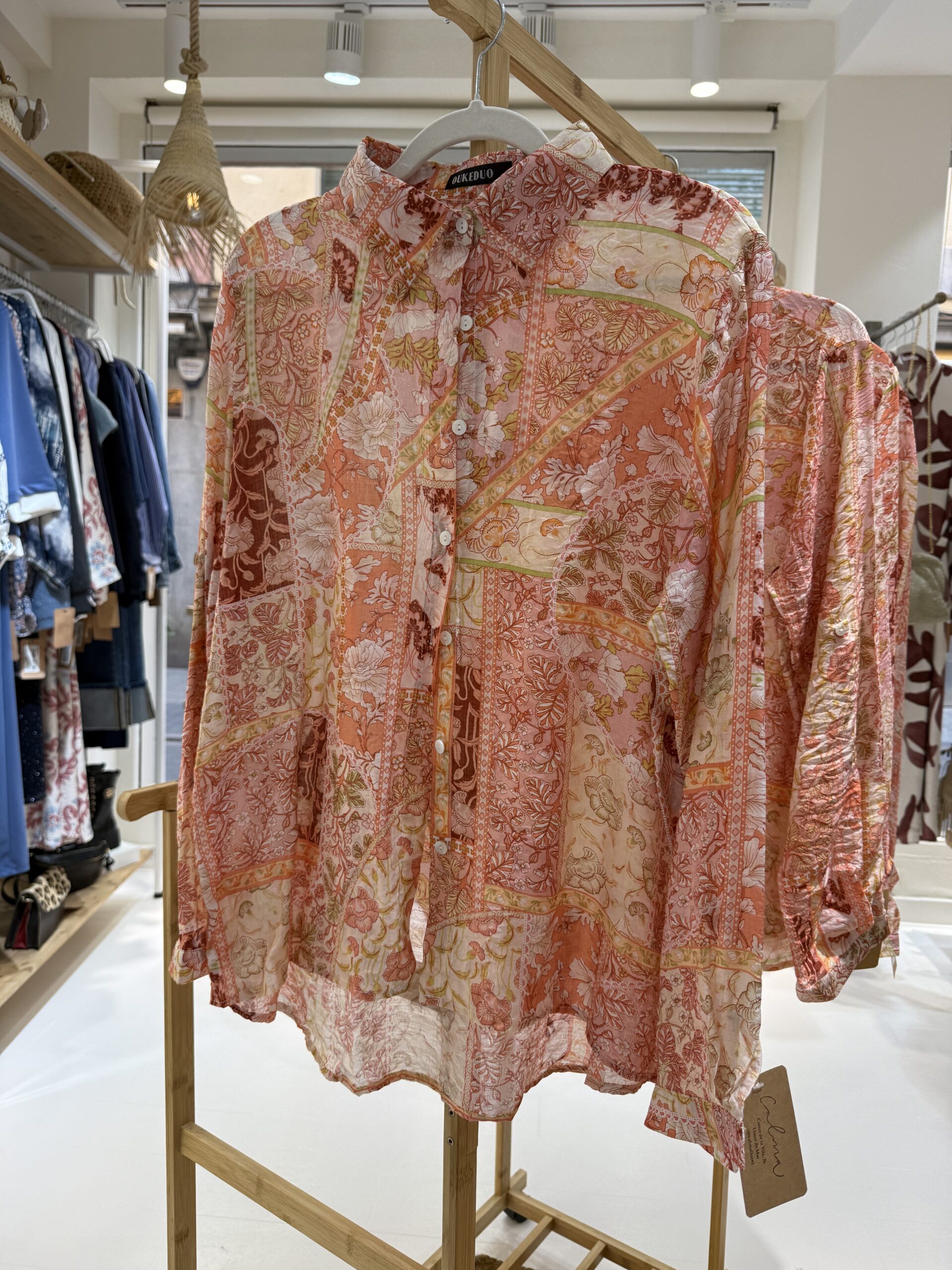 comprar camisa mujer primavera verano coral mosaico terracota boho bohemio veraniego