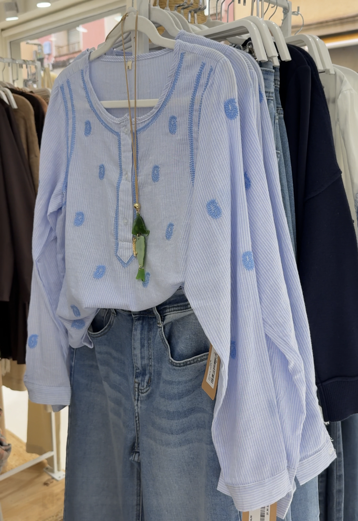 COMPRAR CAMISA VERANO MOTIVOS ZEN AZUL Y BLANCO ALGODON MUJER PLAYA