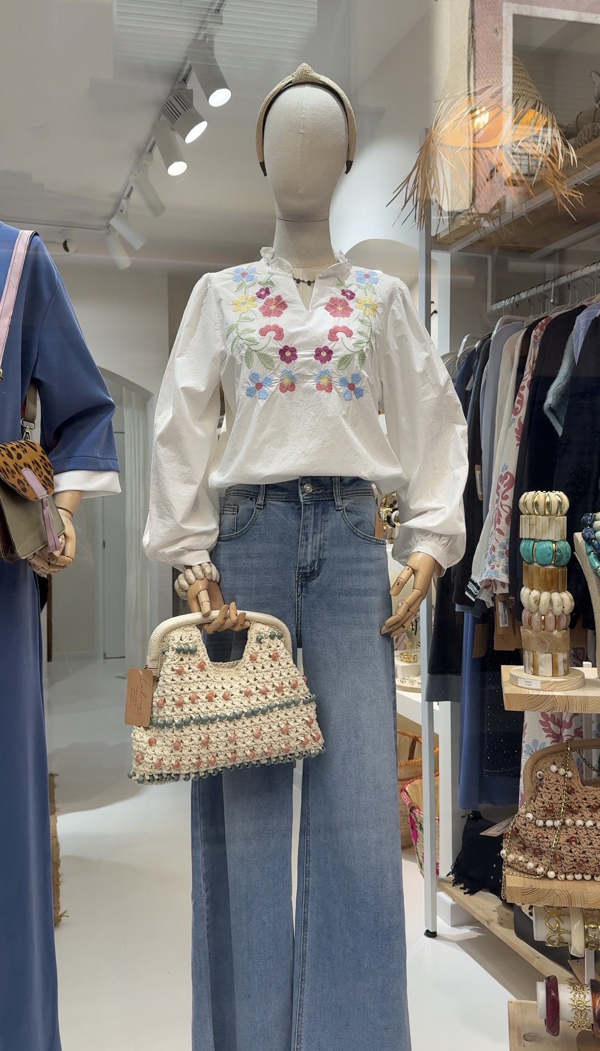 COMPRAR CAMISA MUJER Blusa blanca bordada para mujer con flores | Blusa boho manga larga